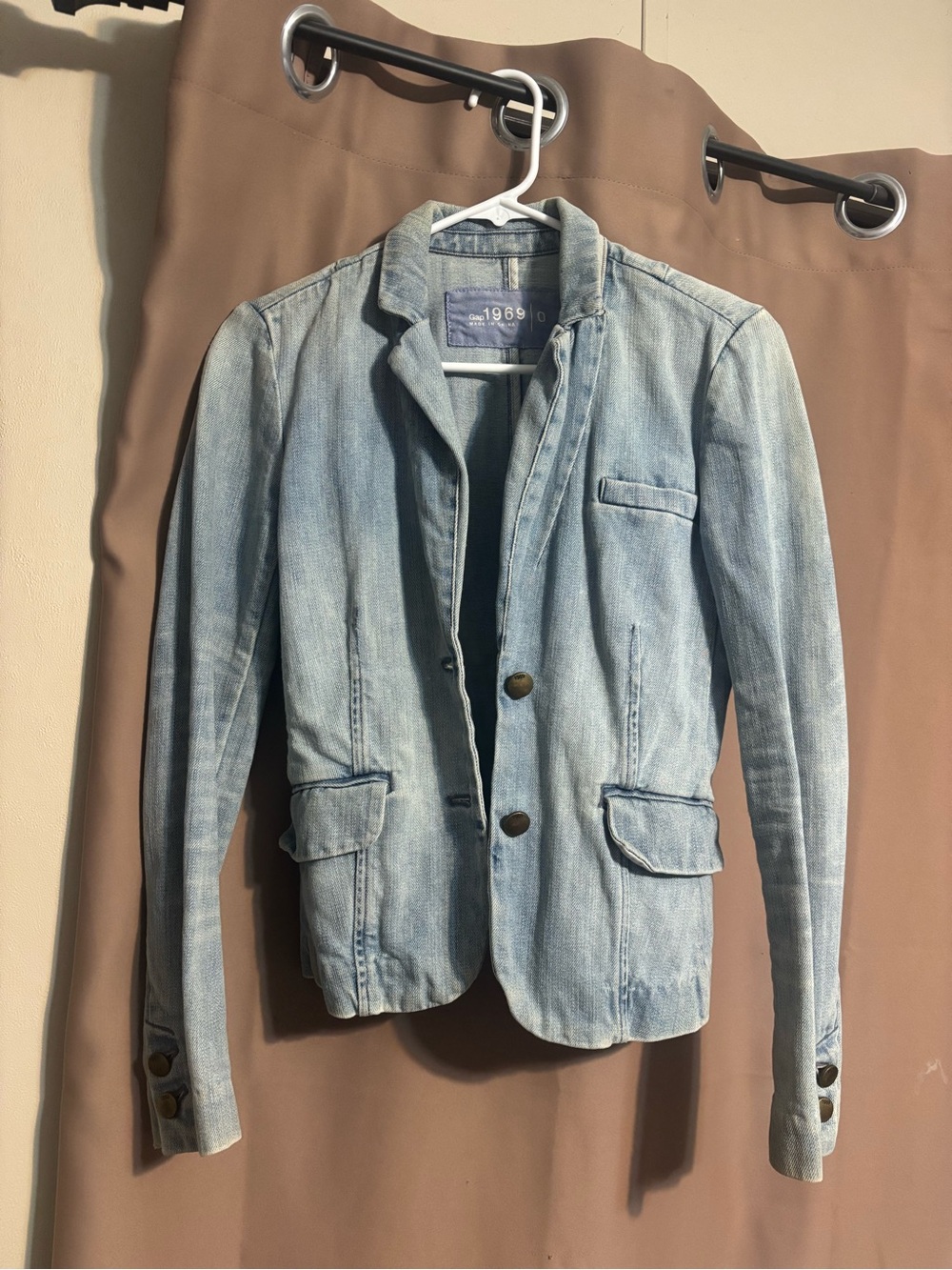 Light Wash Denim Blazer Jacket - Light Blue